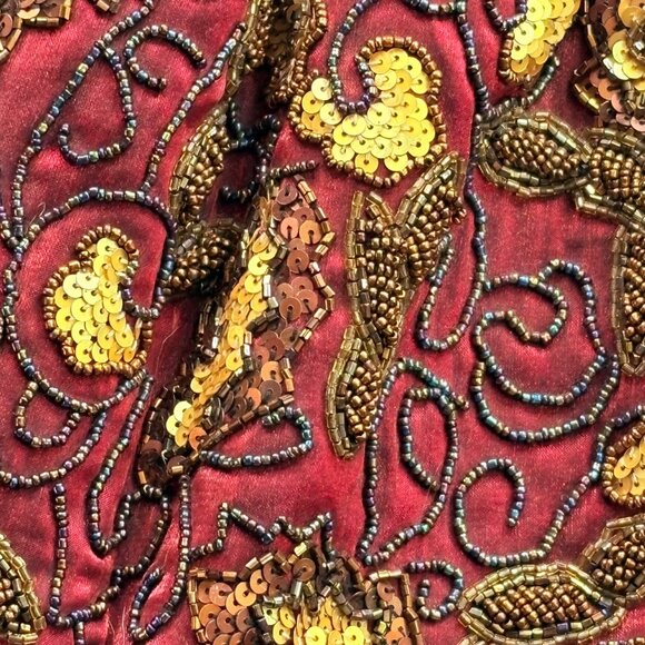 VTG Red Sequin Beaded Purse Metal Handle Kisslock Fairycore Steampunk Artsy boho - Picture 15 of 16